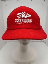 VINTAGE Penn National Race Course Hat Trucker Red Corduroy Snapback Cap