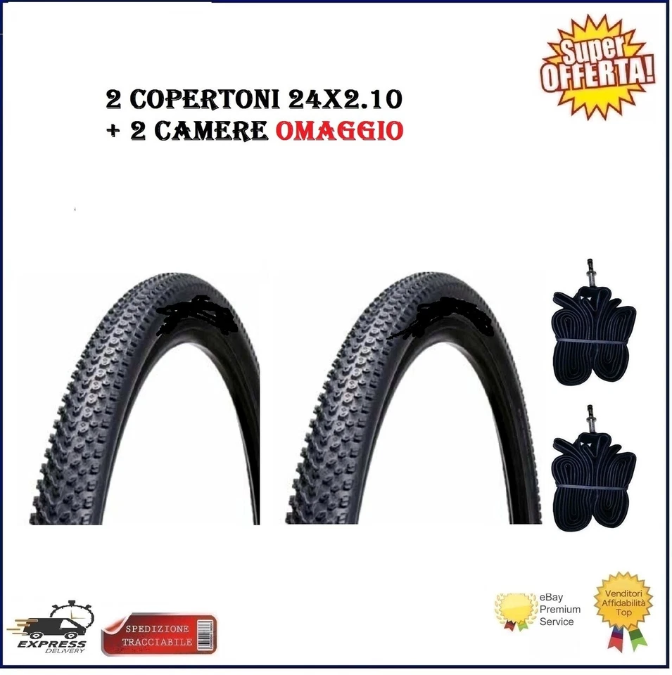 2 Copertoni MTB 24 Bici Bicicletta Mountain Bike 24x2.10 Gomme Pneumatici