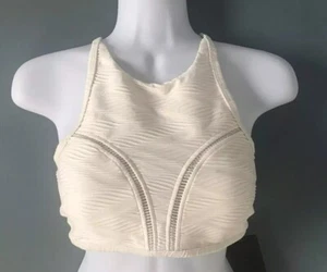 NEU CALIA Badeanzug Oberteil hochgeschlossen Jacquard Damen Gr. XS elfenbein Bikini Träger - Bild 1 von 8