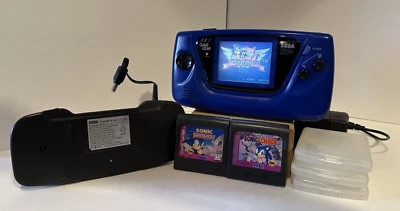 Sistema portátil Sega Game Gear azul con 3 juegos Sonic y PowerBack - ¡Funciona! Foto 1 de 4