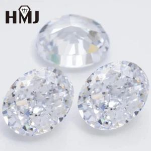 5A Oval 5A Cubic Zirconia Crushed Ice Cut White Diamond CZ Stone AAAAA Gemstone - Picture 1 of 11
