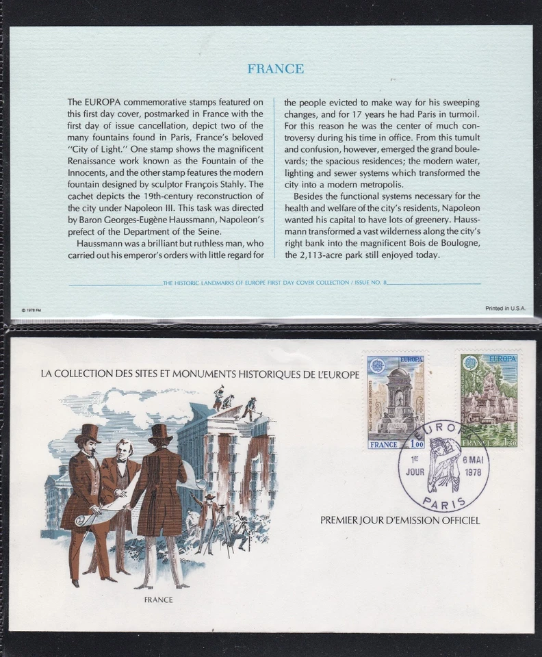 FRANCE  1978 FIRST DAY OVERSIZED COVER EUROPA ARCHITECTURE + CARD + CACHET - Image 1 of 1
