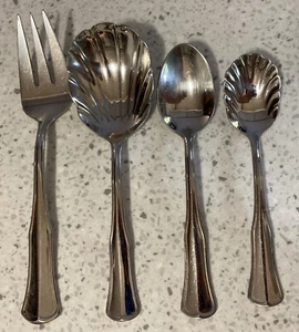Waterford Stainless Flatware Normandy 4 Piece Serving Set Meat Fork Spoons - Picture 1 of 9