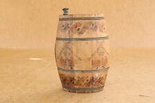 Antique Vintage Primitive Wooden Pocket Barrel Keg Water Bottle Old Painted 20th