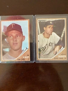 1962 TOPPS BASEBALL STAR 2 Card LOT KAAT & Colavito EX Free Shipping - Picture 1 of 5