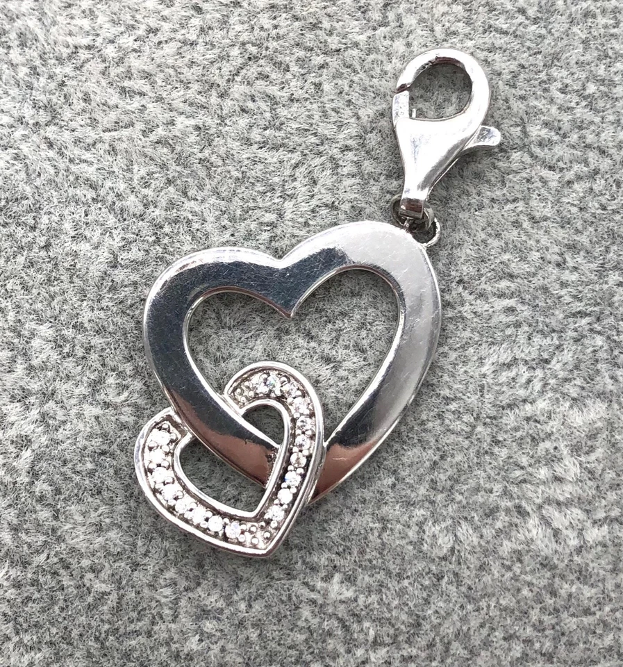 Esprit 925/- Silber Charm Herz mit Zirkonia Steinen, Karabiner, Neuwertig. - Bild 1 von 2