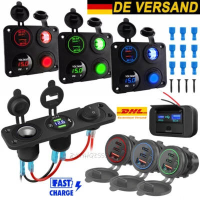 Auto KFZ Zigarettenanzünder 12V Steckdose mit Dual USB Ladegerät Buchse Einbau - Bild 1 von 4