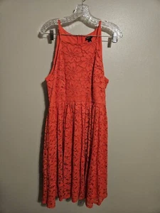 Torrid Womens Lace Lined High Neck Skater Halter Fit & Flare Red Lace Dress - Picture 1 of 6