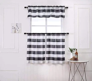 3 Piece Kitchen/Cafe Curtain With Swag and Tier Window Curtain Set