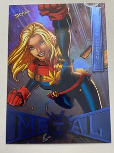 2021 Marvel Metal Universe Spider-Man Light FX Neon Blue #17 Captain Marvel - Bild 1 von 2