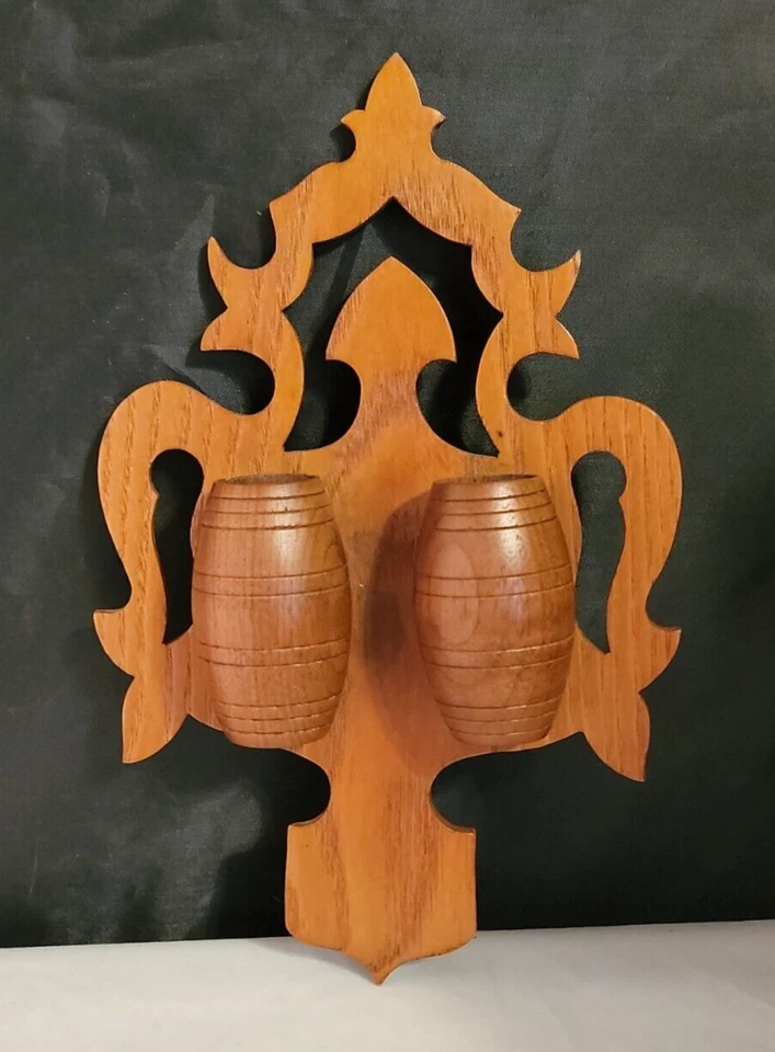 Antiguo soporte de doble fósforo victoriano de nogal soporte de variedad funciona Southbend IN Foto 1 de 4