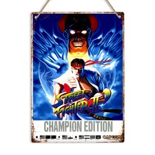 STREET FIGHTER 2 CHAMPION EDITION GIOCHI Retrò In Metallo Muro Segno ARCADE Man Grotta
