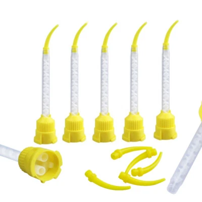 VV DENTAL 50/100pcs Silicon Dental Impression Material Mixing Tips Yellow Disposable