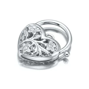 Classic 925 Sterling Silver Plated Filigree Heart Locket - USA Made - Foto 1 di 3