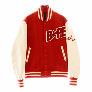 Vintage 90's 1st Original Edition Bape Sta Leather Varsity Jacket Nigo Baby Milo - Picture 1 of 13