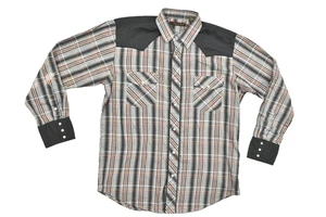 Roper Mens Plaid Western Pearl Snap Shirt Size L with Black Yoke Cowboy - Picture 1 of 8