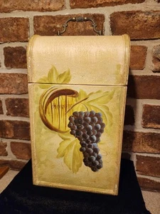 Vintage Wooden Wine Box Hand Painted  Holds Two Bottles - Picture 1 of 2