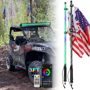 2PCS 3FT Spiral RGB LED Whip Lights Dream Chasing Light For Can-Am Maverick X3 - Picture 1 of 15