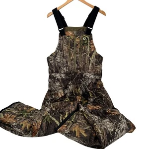 Mossy Oak Bib Overalls Mens Large Break Up Camo Fleece Lined Drystalker Hunting - Picture 1 of 15