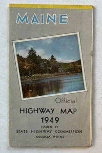 1949 MAINE OFFIZIELLE AUTOBAHNKARTE 22x32" LINN PARTRIDGE ILL 45 LÄNDLICH 25 URBAN MPH SEHR GUTER ZUSTAND - Bild 1 von 12