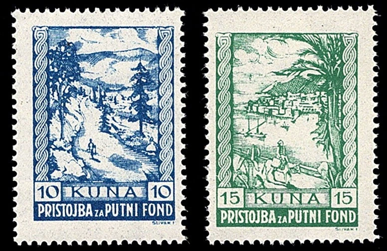 Segunda Guerra Mundial Croacia, NDH - Juego de sellos de ingresos del fondo de carreteras, MNH, ¡difícil de encontrar!! Foto 1 de 1