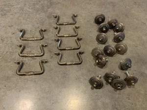 Vintage Drawer Bail Pulls Brass Swan Neck 3” on-centers Lot Of 7 1964 - Picture 1 of 9