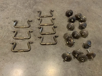 Vintage Drawer Bail Pulls Brass Swan Neck 3” on-centers Lot Of 7 1964 - Image 1 of 4