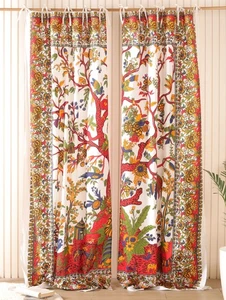 Cotton Tree of Life Curtains Boho Window Treatment Panel Bedroom Decor Drapes - Picture 1 of 7
