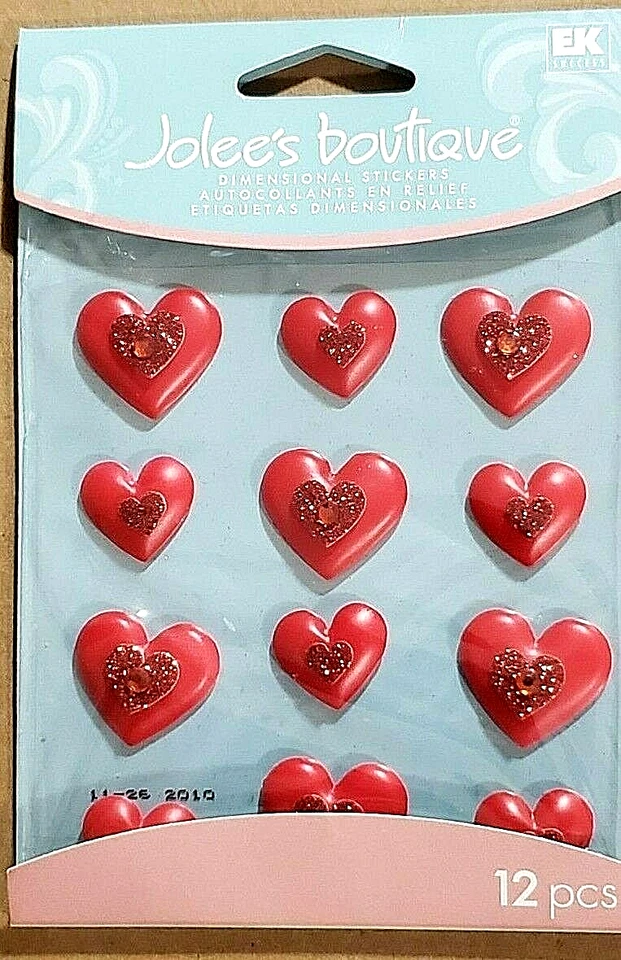 Pegatinas dimensionales Jolee's Boutique CABUJONES CORAZONES ROJOS - 12 piezas Foto 1 de 2
