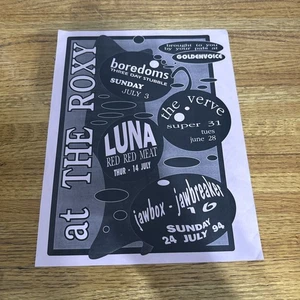 Volador de exhibición original de colección Boredoms Verve Luna Jawbreaker Red Meat @ The Roxy - Imagen 1 de 9