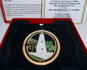 LASC von Gregory Harber OCRACOKE LIGHTHOUSE Ornament 24K Gold Finish #'d H81 - Bild 1 von 8