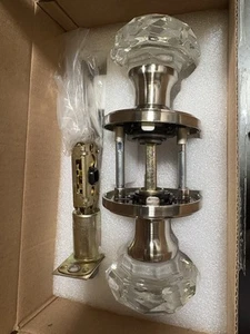 Crystal Glass Door Knobs Interior with Lock,Privacy Vintage Clear Crystal Doo... - Picture 1 of 2