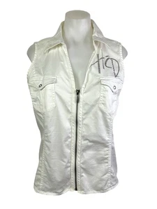 Harley-Davidson Y2K White Strass Zip Weste Damen Gr. L - Bild 1 von 3