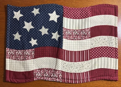 Patriotic US Flag Red White Blue Patchwork Placemats Set of 4 #27 - Image 1 of 4