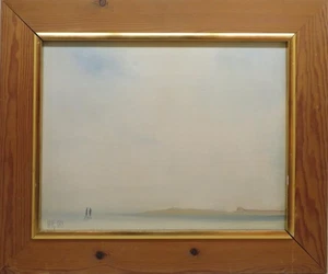 DEREK HARE (1945-) A 1970's Oil Painting BEACH WALKERS SEASCAPE (slight damage) - Picture 1 of 5