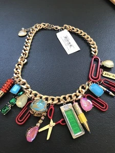 Betsey Johnson Back To School Charm Statement Necklace Teacher NEW - Picture 1 of 11