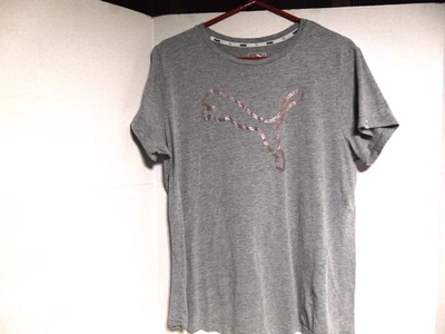 Camiseta deportiva para mujer PUMA gris medio con logotipo XL Foto 1 de 4