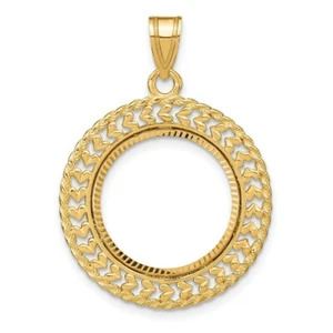 Gold Coin Bezel Pendant Mounting in 14K Yellow Gold - 16.5mm-32.7mm Coin Size - Picture 1 of 25