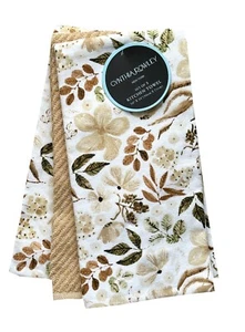 Cynthia Rowley Kitchen Dish Towel 3 Pc Set Fall Gold Floral Brown Green NWT - Picture 1 of 4