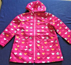 NWT GYMBOREE Animal Print Pink Panda Academy Heart Hooded Raincoat Girls XS 3-4 - Picture 1 of 3