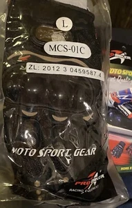 Moto Sport Gear Pro Biker Motocross Racing Motorcycle Black Gloves Size Large - Picture 1 of 8