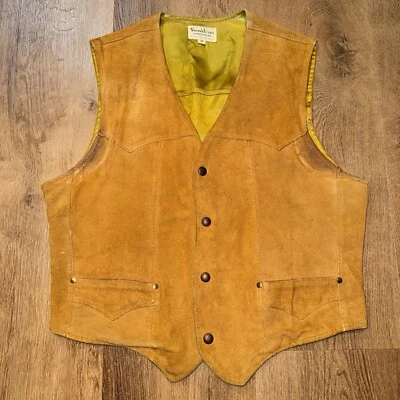 De Colección Años 60 70 Pioneer Wear Chaleco Chaqueta Gamuza Cuero Rancho Occidental Para Hombres Mediano Foto 1 de 4