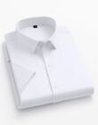 Men's Dress Shirts Formal Business Short Sleeves Elastic Non Iron Casual Shirts