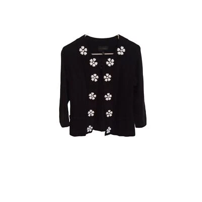 Investments Black and white plastic floral open front cardigan - Image 1 of 4