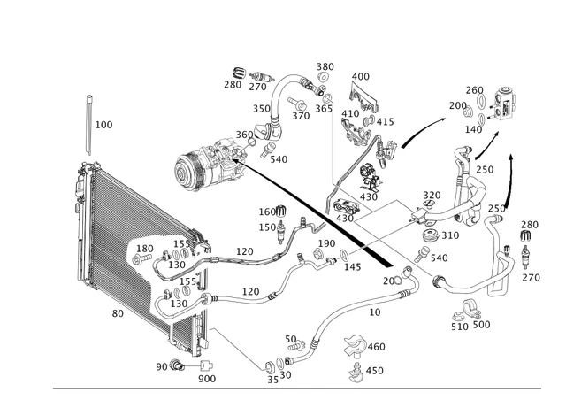 Condensador original Mercedes Benz GLK 350 GLK 250 2010-2015 2045000654 Foto 1 de 1
