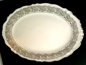 Winterling Schwarzenbach Bavaria 12" Oval Serving Platter White Silver Flowers - Picture 1 of 15