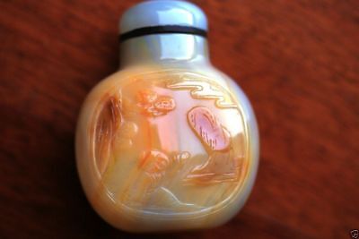 S012 Antique Estate Chinese Well-carved Agate Snuff Bottle 19th/20th Century • 550£