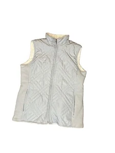 Izod Puffer Vest Reversible Zip Up Fleece Lightweight Grayish White Vest Sz S - Picture 1 of 8