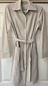 Newport News Belted Trench Coat Gray Sandstone Women's Size 8 - Picture 1 of 6