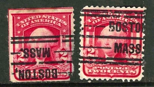 Sc #319 INVERT & REG BOSTON Precancel 2 Cent Washington Bureau 1903-07 US 96F62 - Picture 1 of 3